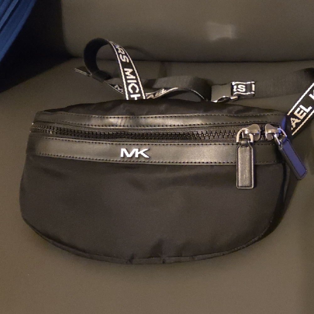 Michael Kors Black Nylon Belt Bag with Logo Strap